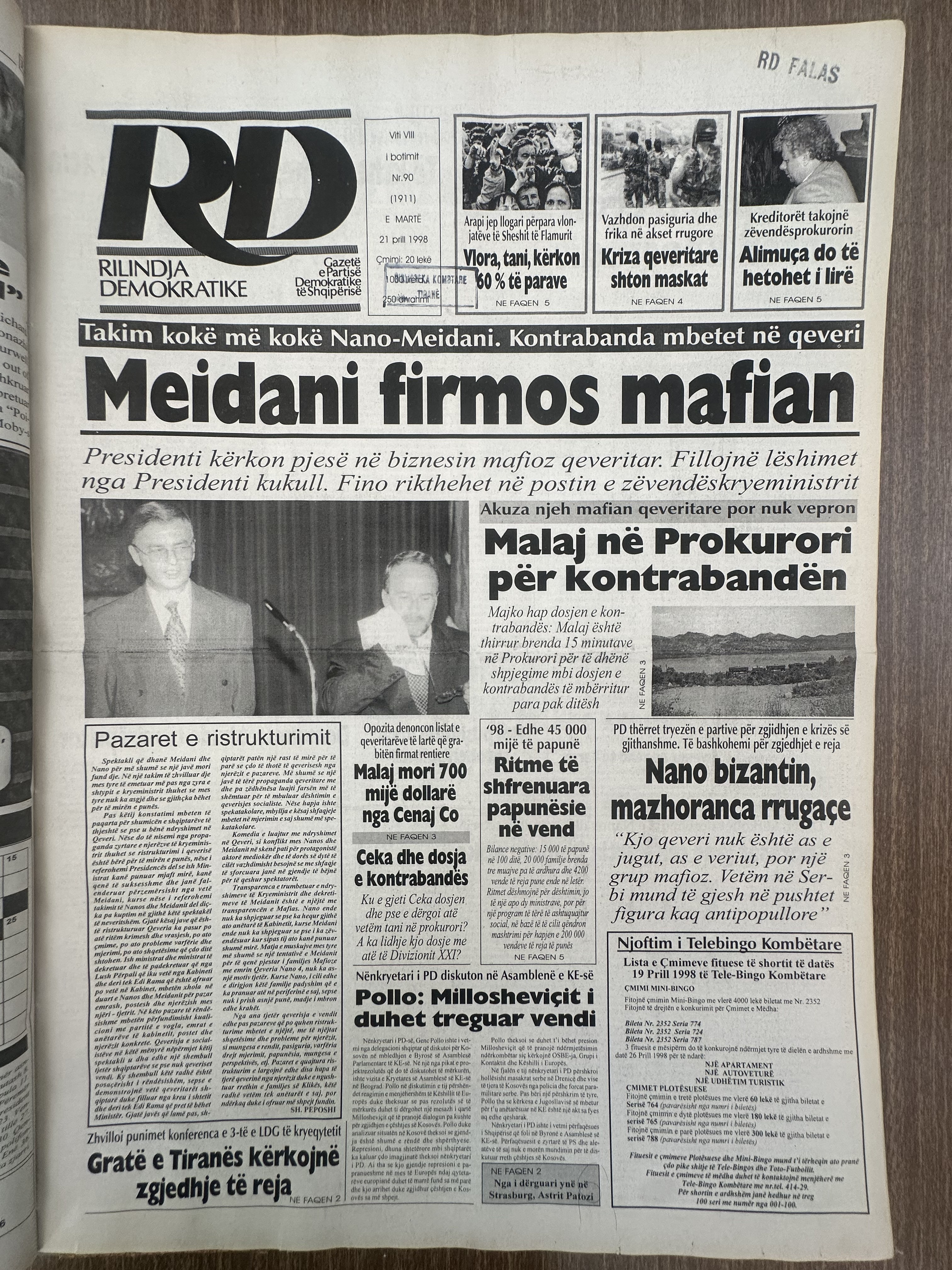 Rilindja Demokratike 1998-04-21